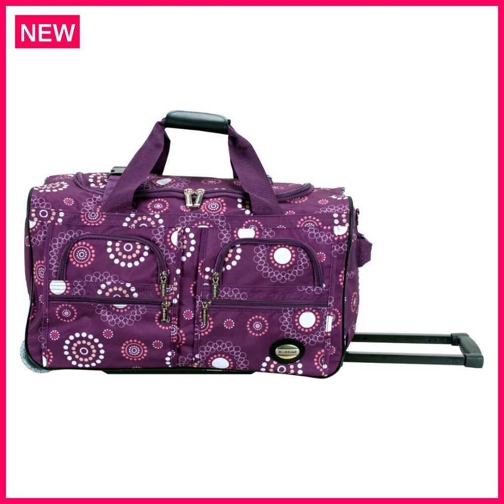 22 Inch Rolling Duffel Bag with Skate Wheels, Heavy Duty Polyester Travel
